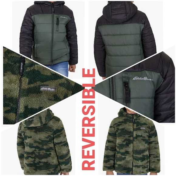 Eddie Bauer Other - 👀50% OFF - NWT‼️Eddie Bauer Kid's Youth Deer Harbor REVERSIBLE Hooded Jacket